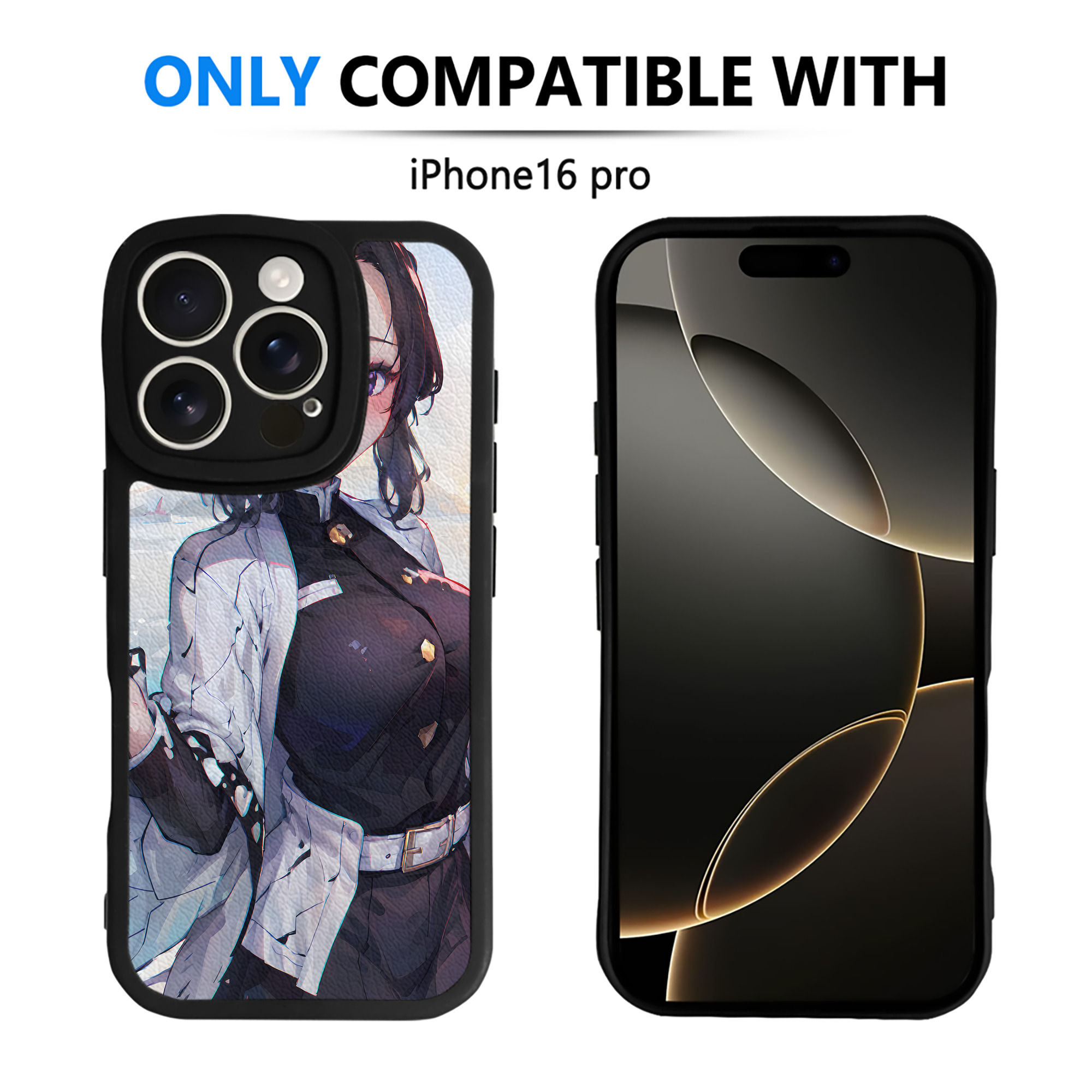 （画像用） 鬼滅の刃（きめつのやいば）蟲柱-胡蝶 しのぶ／こちょう しのぶ Kochou Shinobu 【iPhone 16シリーズ対応】シリコンスマホケース（レザー調） 材質：シリコン